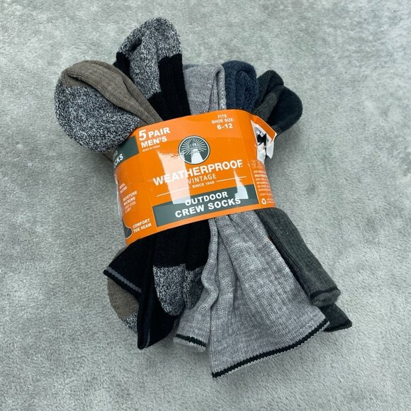 Weatherproof Men’s Outdoor Wool Blend Crew Socks 6-12 5 Pairs a1063 - Picture 1 of 4